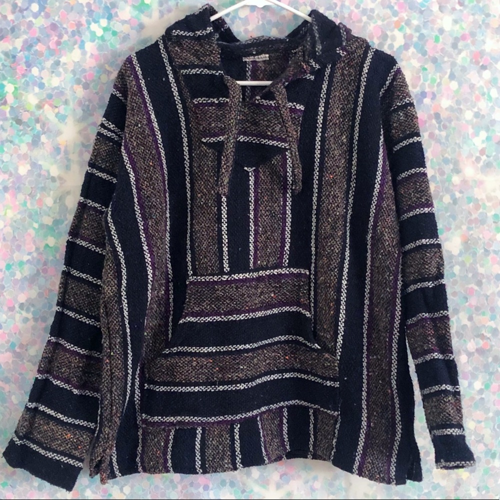 Unisex Vintage 90s Drug Rug Hooded Pullover
